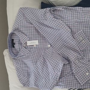 Banana Republic Mens L Non Iron Slim Fit Long Sleeve Hemmed Plaid 100% Cotton